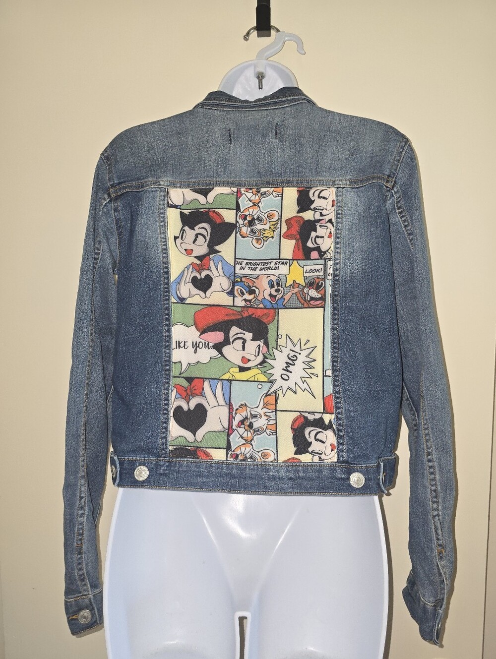 For All Man KInd Denim Trucker Jacket With Anime Panel XL